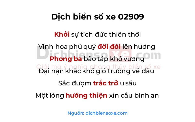 Dịch thơ biển số 02909