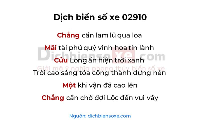 Dịch thơ biển số 02910