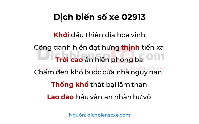 Dịch thơ biển số 02913