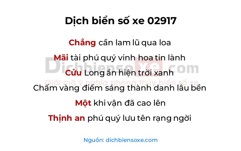 Dịch thơ biển số 02917