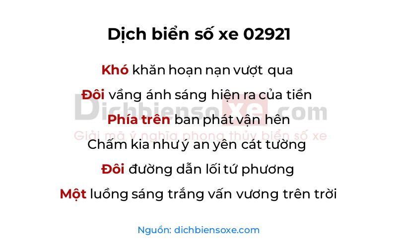 Dịch thơ biển số 02921