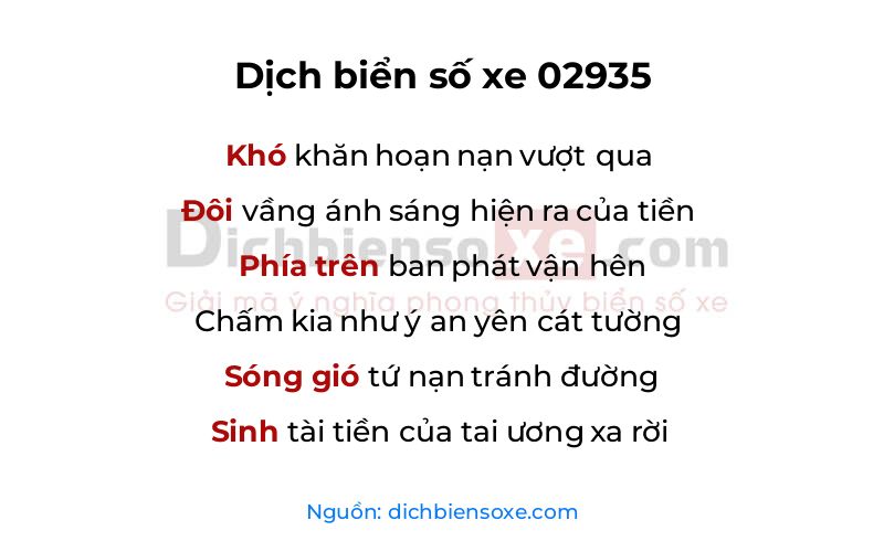 Dịch thơ biển số 02935