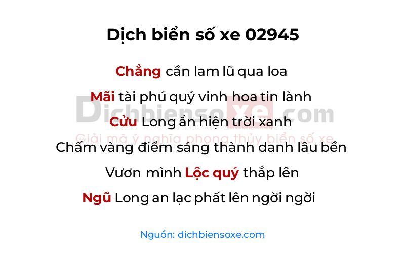Dịch thơ biển số 02945