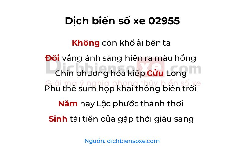 Dịch thơ biển số 02955