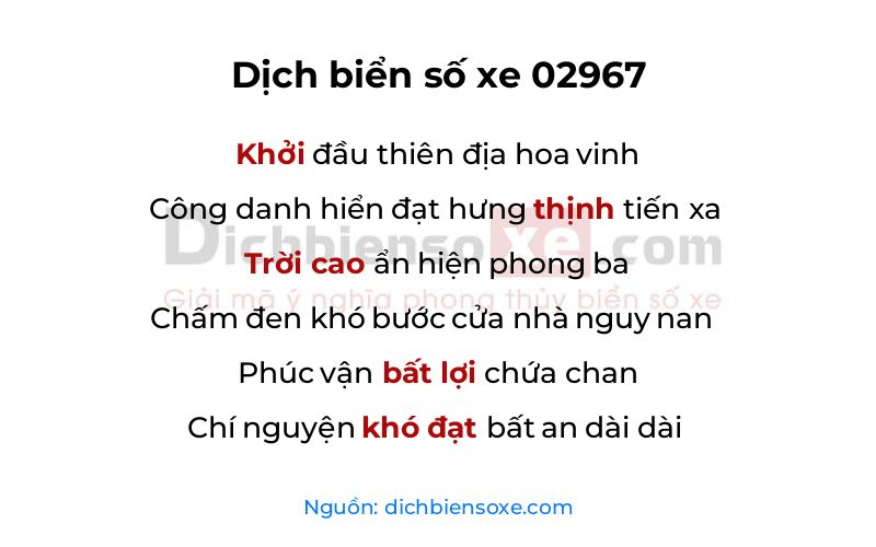 Dịch thơ biển số 02967