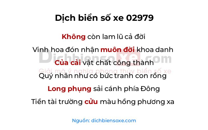 Dịch thơ biển số 02979