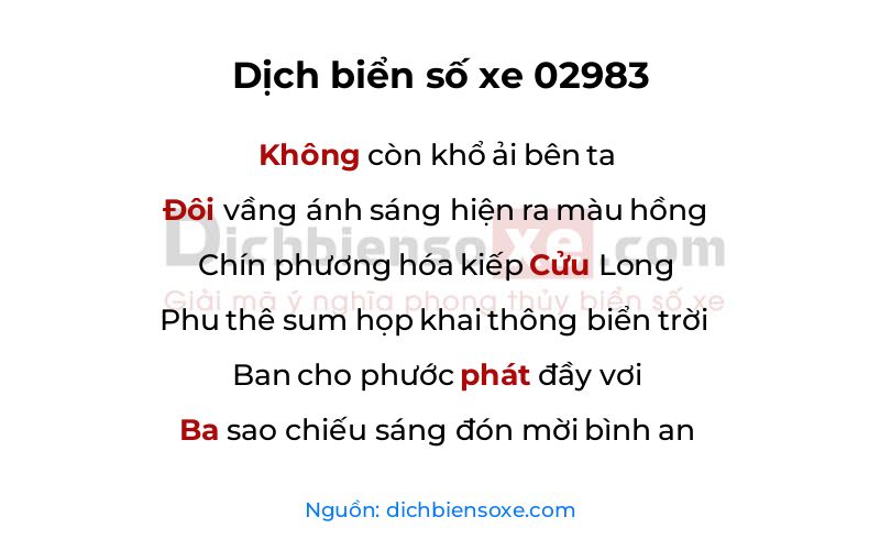 Dịch thơ biển số 02983
