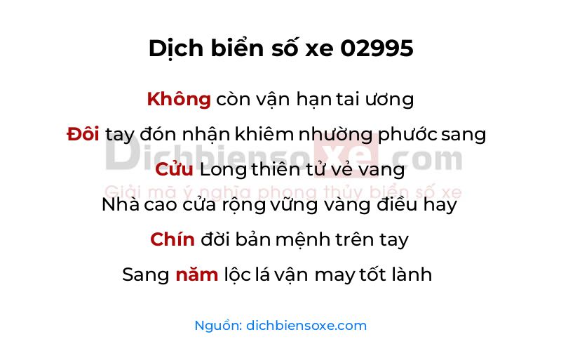 Dịch thơ biển số 02995