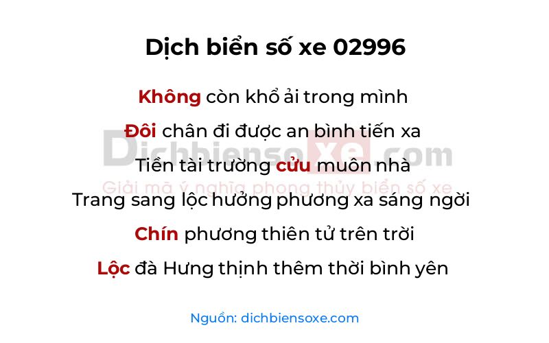 Dịch thơ biển số 02996