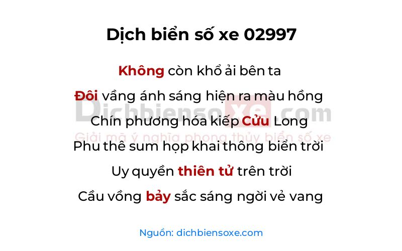 Dịch thơ biển số 02997