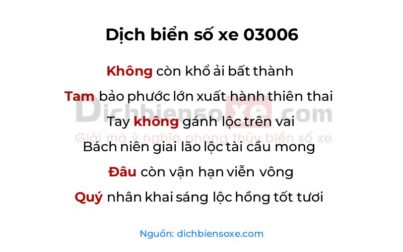 Dịch thơ biển số 03006