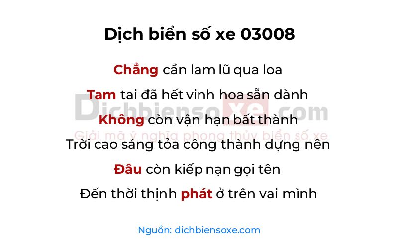 Dịch thơ biển số 03008