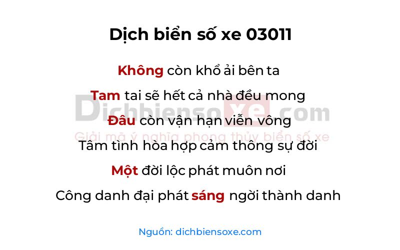 Dịch thơ biển số 03011