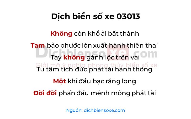 Dịch thơ biển số 03013