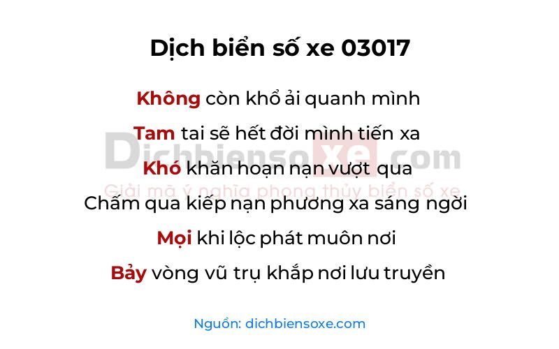 Dịch thơ biển số 03017