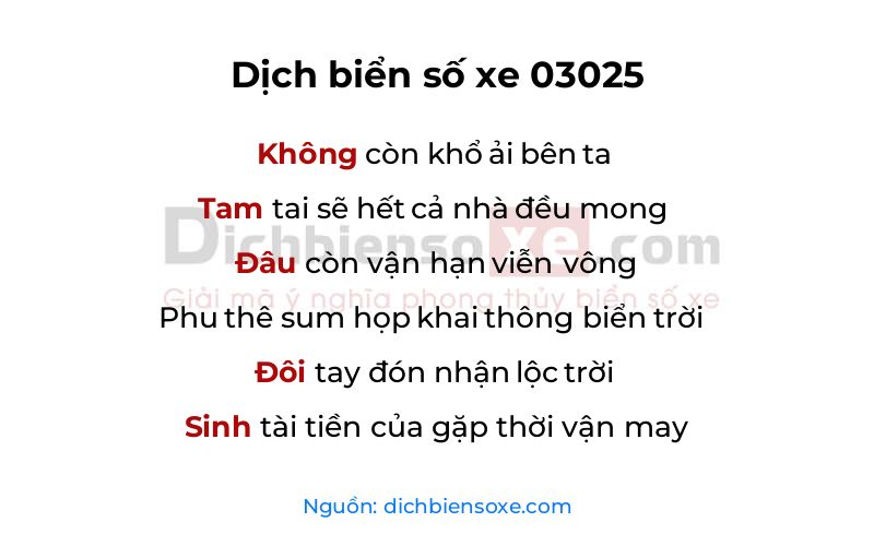 Dịch thơ biển số 03025