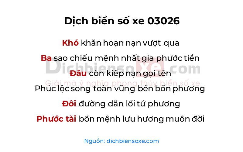 Dịch thơ biển số 03026