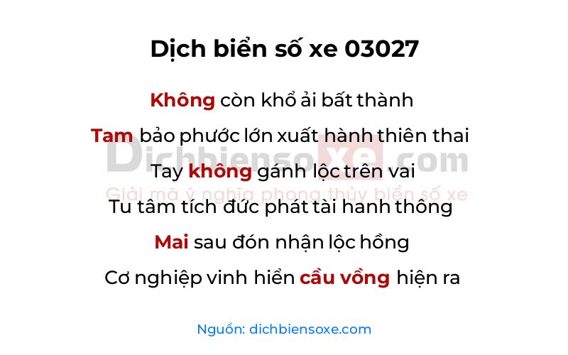 Dịch thơ biển số 03027