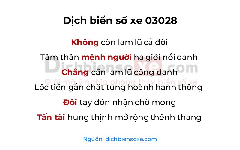 Dịch thơ biển số 03028