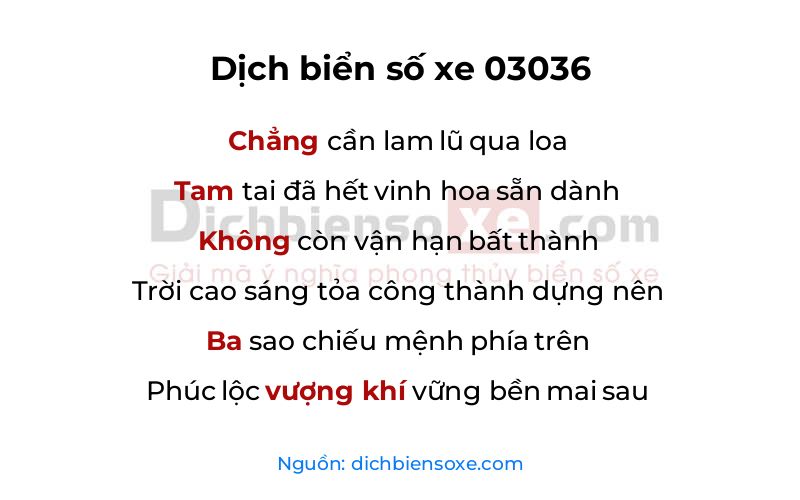 Dịch thơ biển số 03036