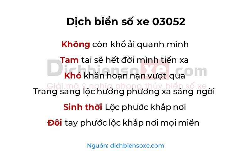 Dịch thơ biển số 03052