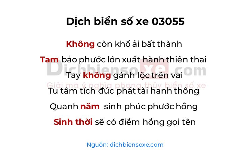 Dịch thơ biển số 03055