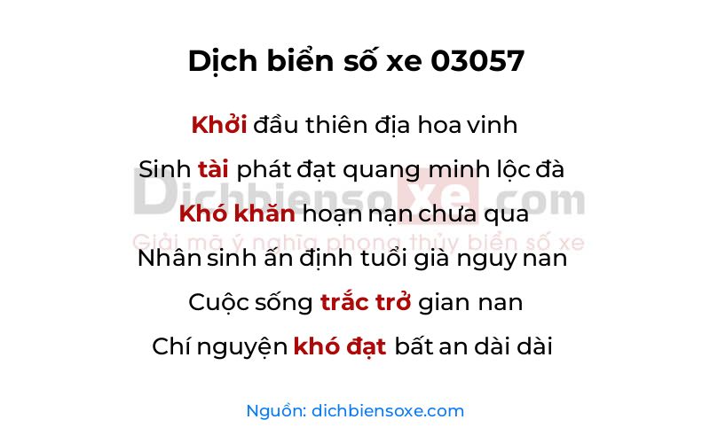 Dịch thơ biển số 03057