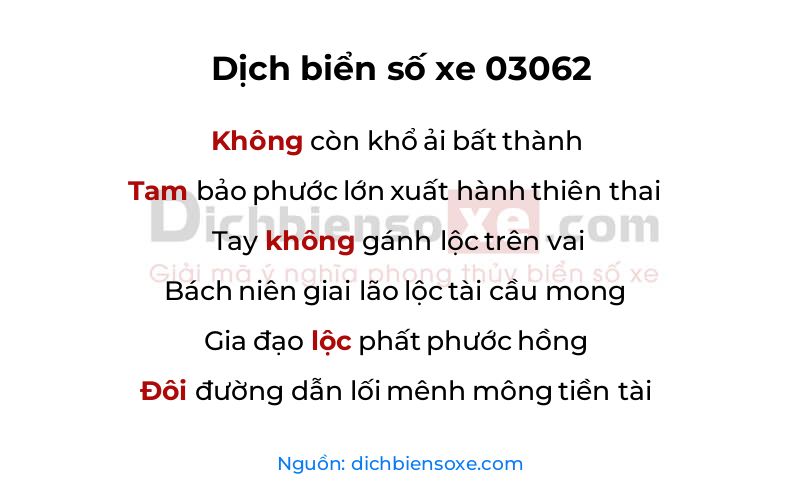 Dịch thơ biển số 03062