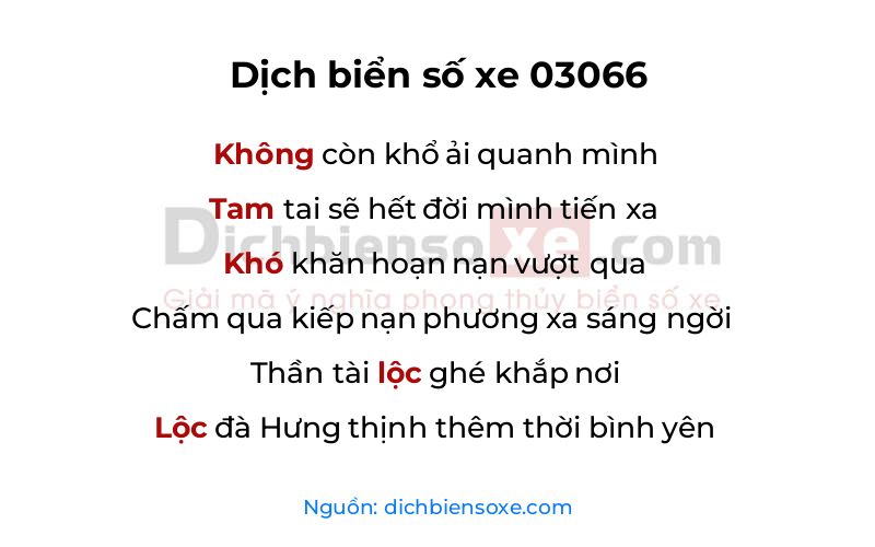 Dịch thơ biển số 03066