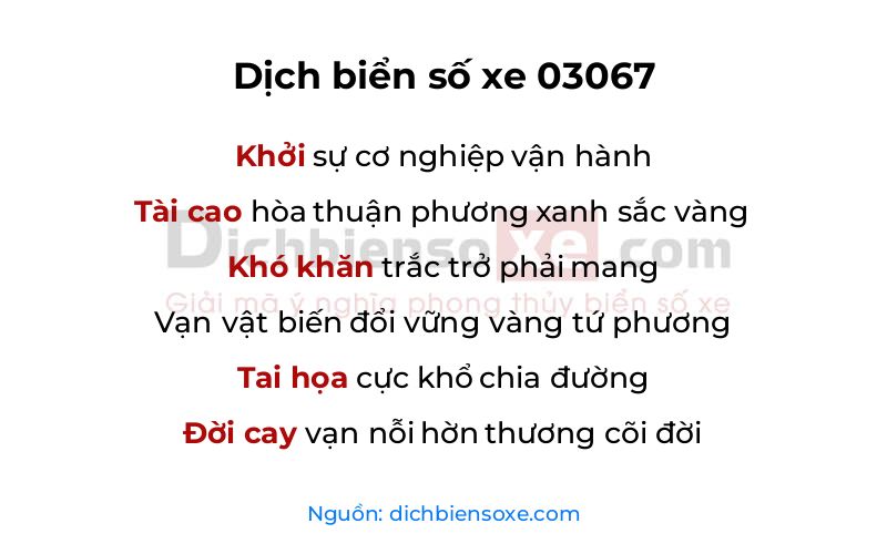 Dịch thơ biển số 03067