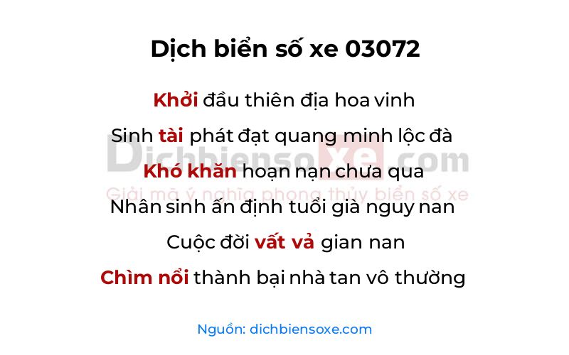 Dịch thơ biển số 03072