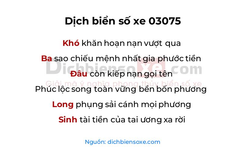 Dịch thơ biển số 03075