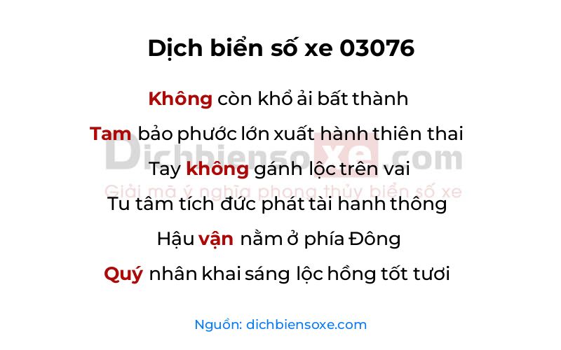 Dịch thơ biển số 03076