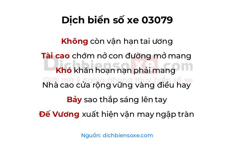 Dịch thơ biển số 03079