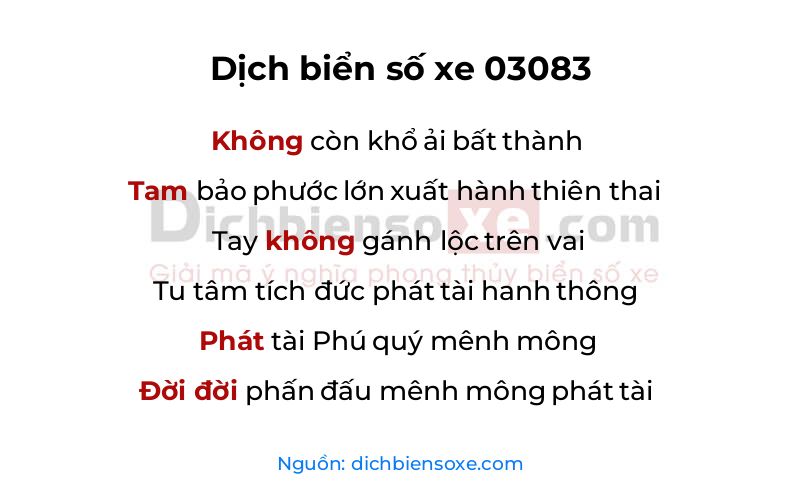 Dịch thơ biển số 03083