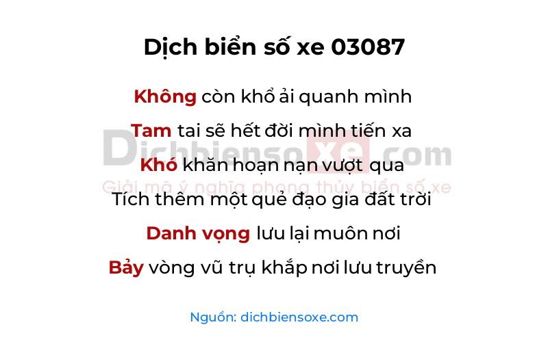 Dịch thơ biển số 03087