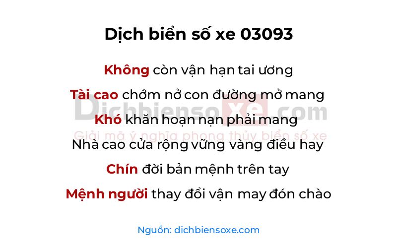 Dịch thơ biển số 03093