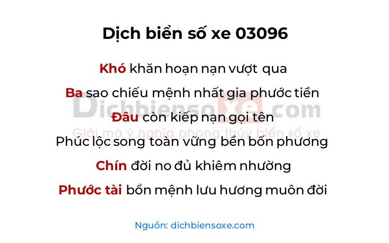 Dịch thơ biển số 03096