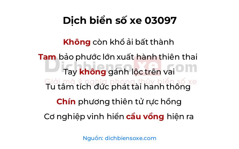 Dịch thơ biển số 03097