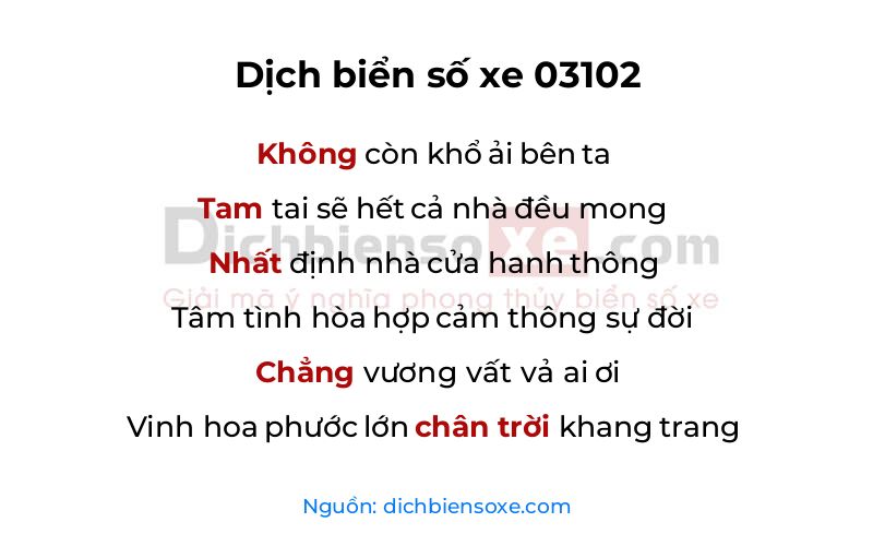 Dịch thơ biển số 03102
