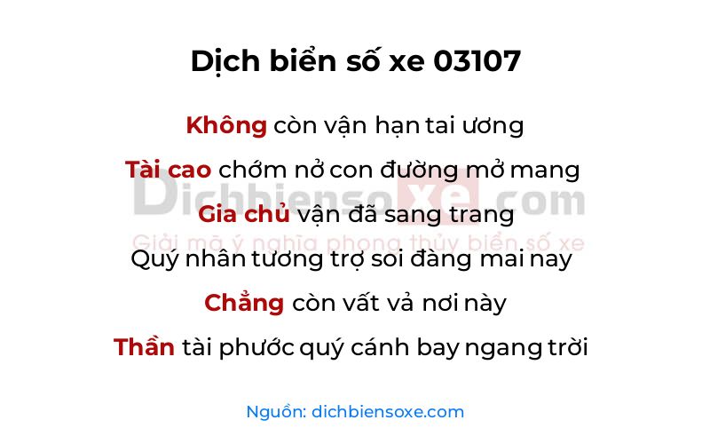 Dịch thơ biển số 03107