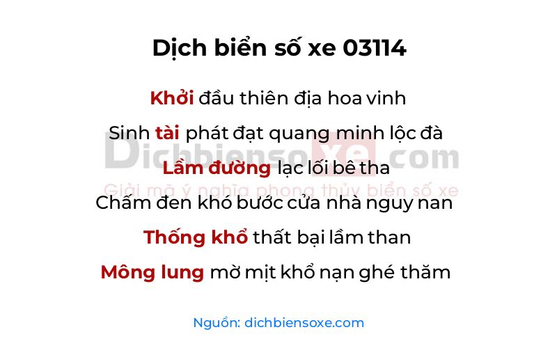 Dịch thơ biển số 03114