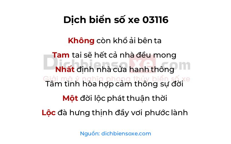 Dịch thơ biển số 03116