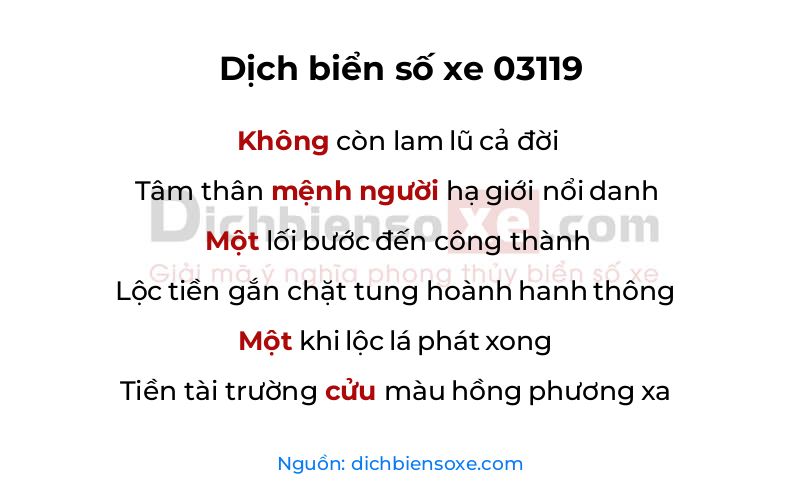 Dịch thơ biển số 03119