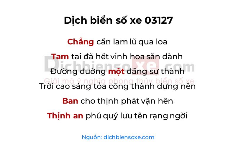 Dịch thơ biển số 03127