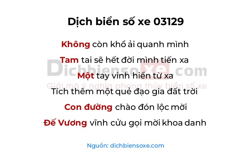 Dịch thơ biển số 03129