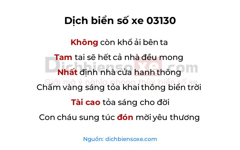 Dịch thơ biển số 03130