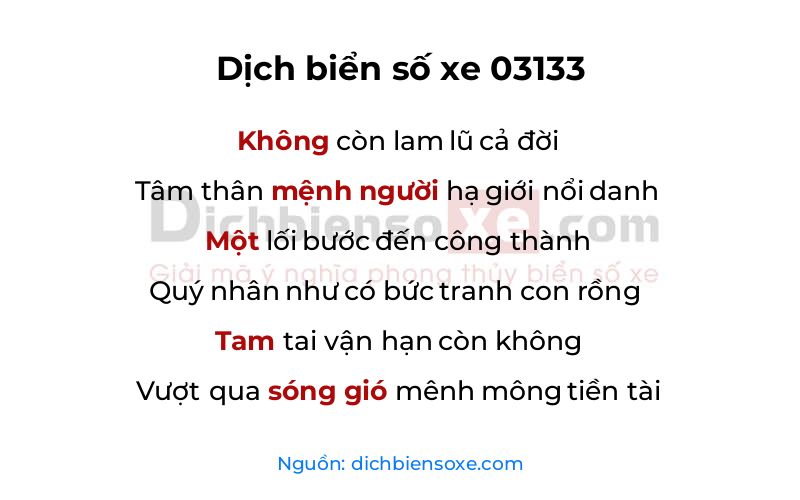 Dịch thơ biển số 03133