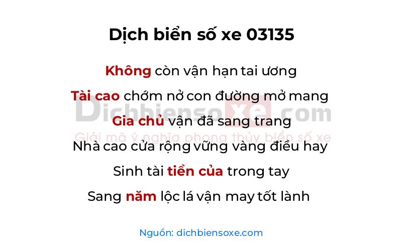 Dịch thơ biển số 03135