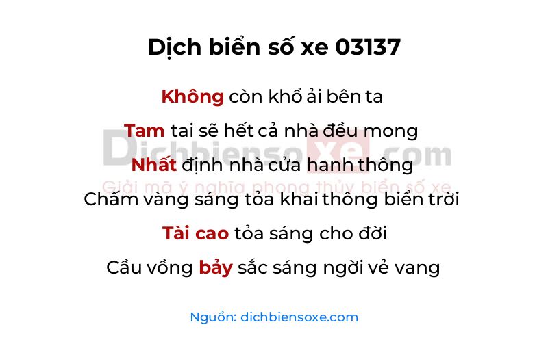 Dịch thơ biển số 03137